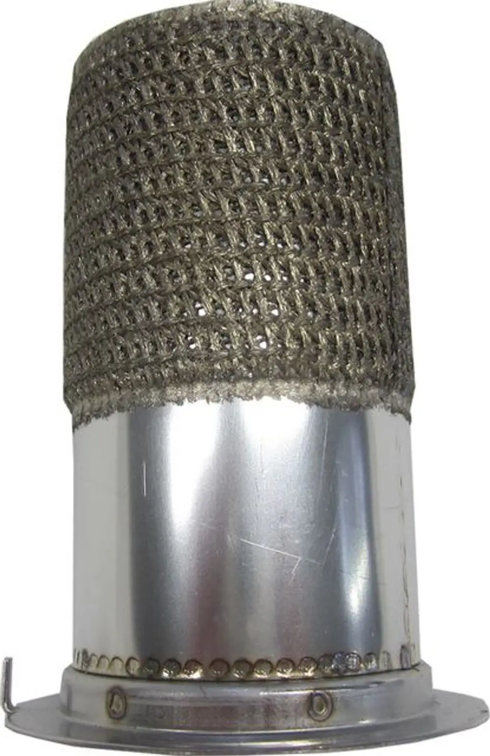Edelstahl-Gasbrenner mit isolierter Konstruktion und gitterartiger Abdeckung. Geeignet für Anwendungen von Wolf, sichtbar sind silberne Metallteile.